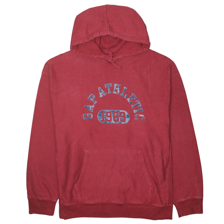 GAP Men's Red Pullover Hoodie XL 1969 Athletic Fleece Graphic Sweatshirt