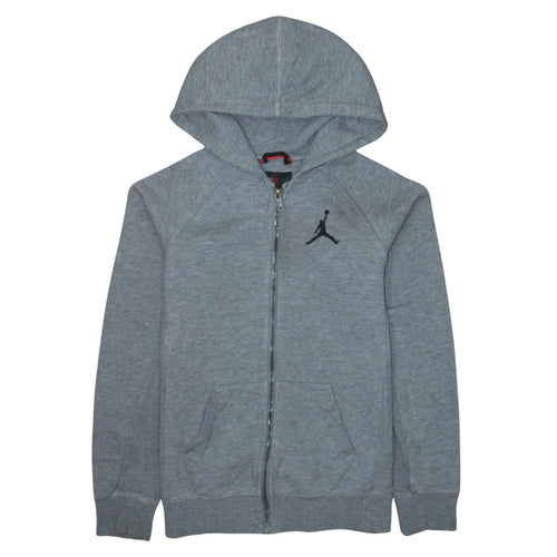 Jordan Boys Grey Full Zip Hoodie 12-13 Years Logo Hooded Sweatshirt