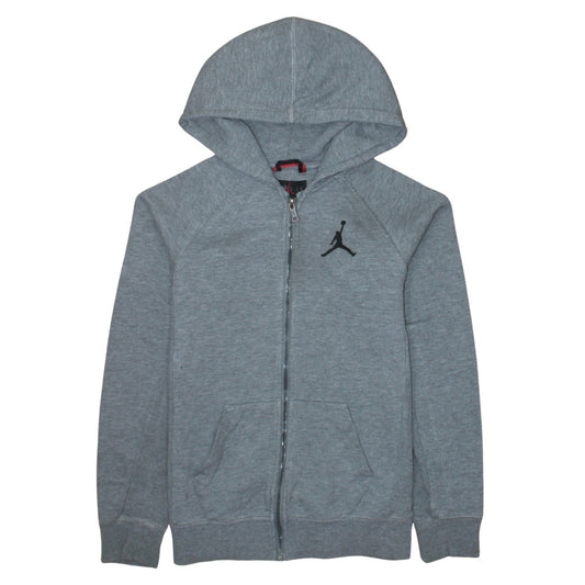 Jordan Boys Grey Full Zip Hoodie 12-13 Years Logo Hooded Sweatshirt