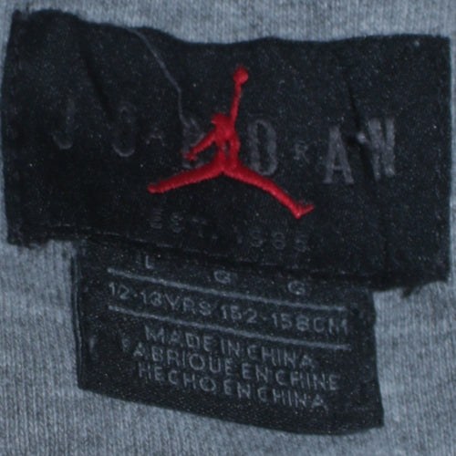 Jordan Boys Grey Full Zip Hoodie 12-13 Years Logo Hooded Sweatshirt