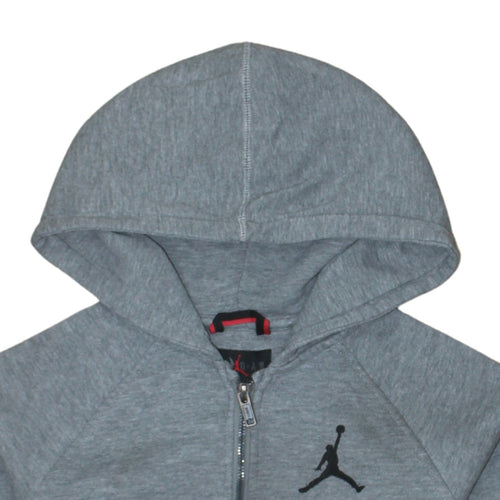 Jordan Boys Grey Full Zip Hoodie 12-13 Years Logo Hooded Sweatshirt