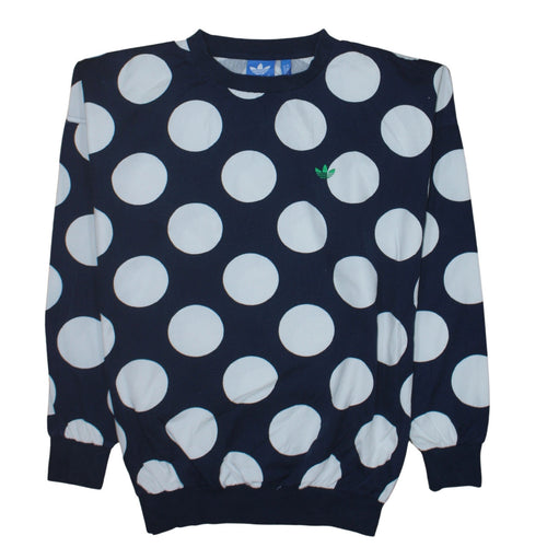 adidas Men's Blue Polka Dot Crew Neck Sweatshirt Size M