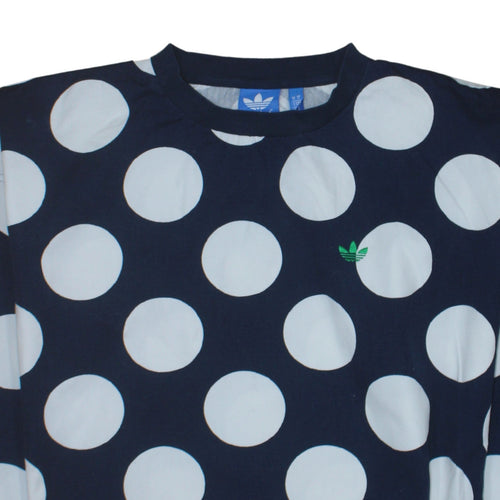 adidas Men's Blue Polka Dot Crew Neck Sweatshirt Size M