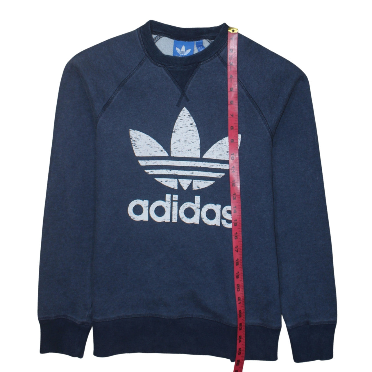 Adidas Men Blue Crew Neck Logo Sweatshirt Size S