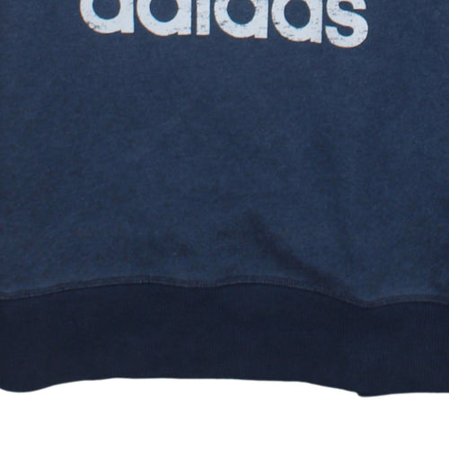 Adidas Men Blue Crew Neck Logo Sweatshirt Size S