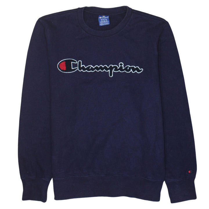 Champion Men's Blue Medium Crew Neck Embroidered Logo Sweatshirt