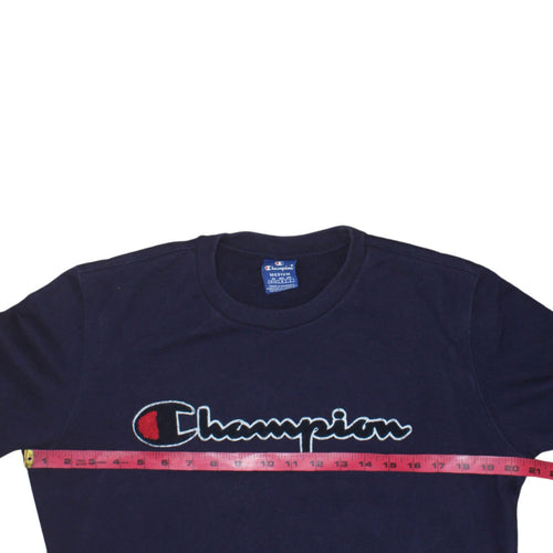 Champion Men's Blue Medium Crew Neck Embroidered Logo Sweatshirt