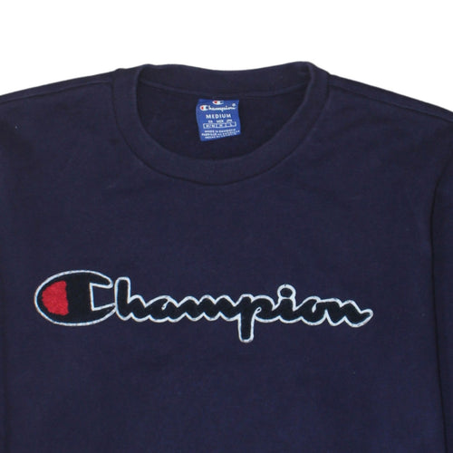 Champion Men's Blue Medium Crew Neck Embroidered Logo Sweatshirt