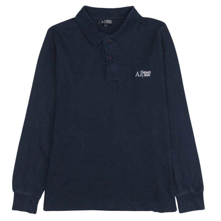 Armani Jeans Men's Blue Long Sleeve Cotton Polo Shirt L