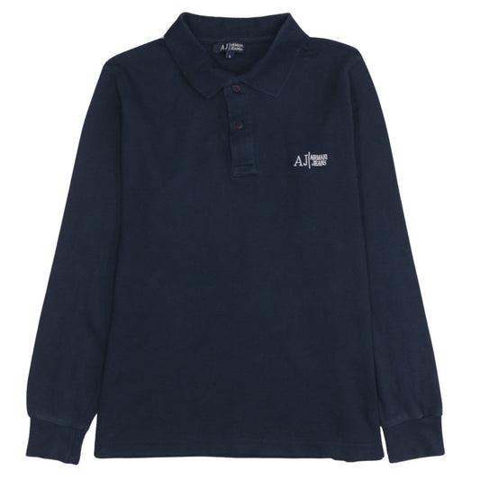 Armani Jeans Men's Blue Long Sleeve Cotton Polo Shirt L