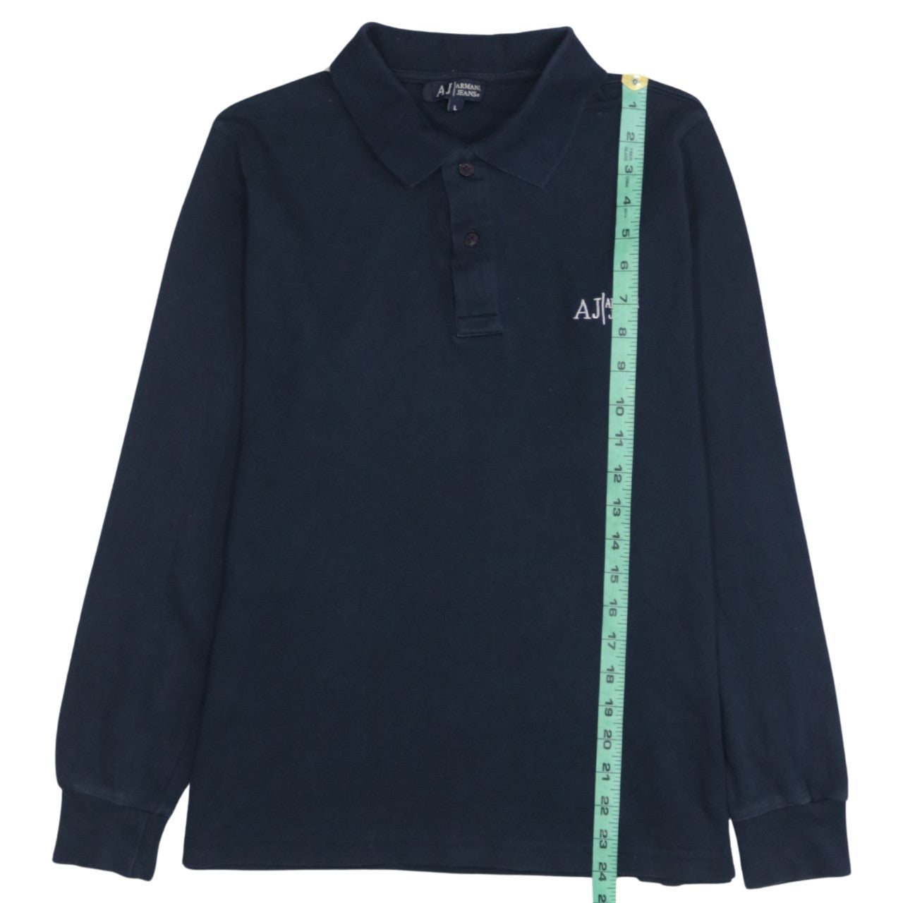 Armani Jeans Men's Blue Long Sleeve Cotton Polo Shirt L