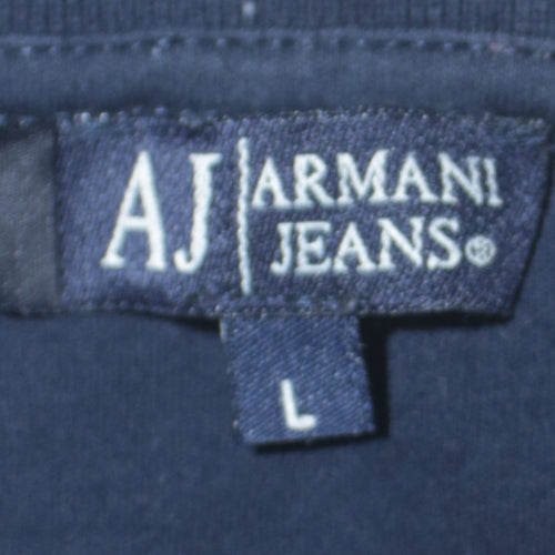 Armani Jeans Men's Blue Long Sleeve Cotton Polo Shirt L