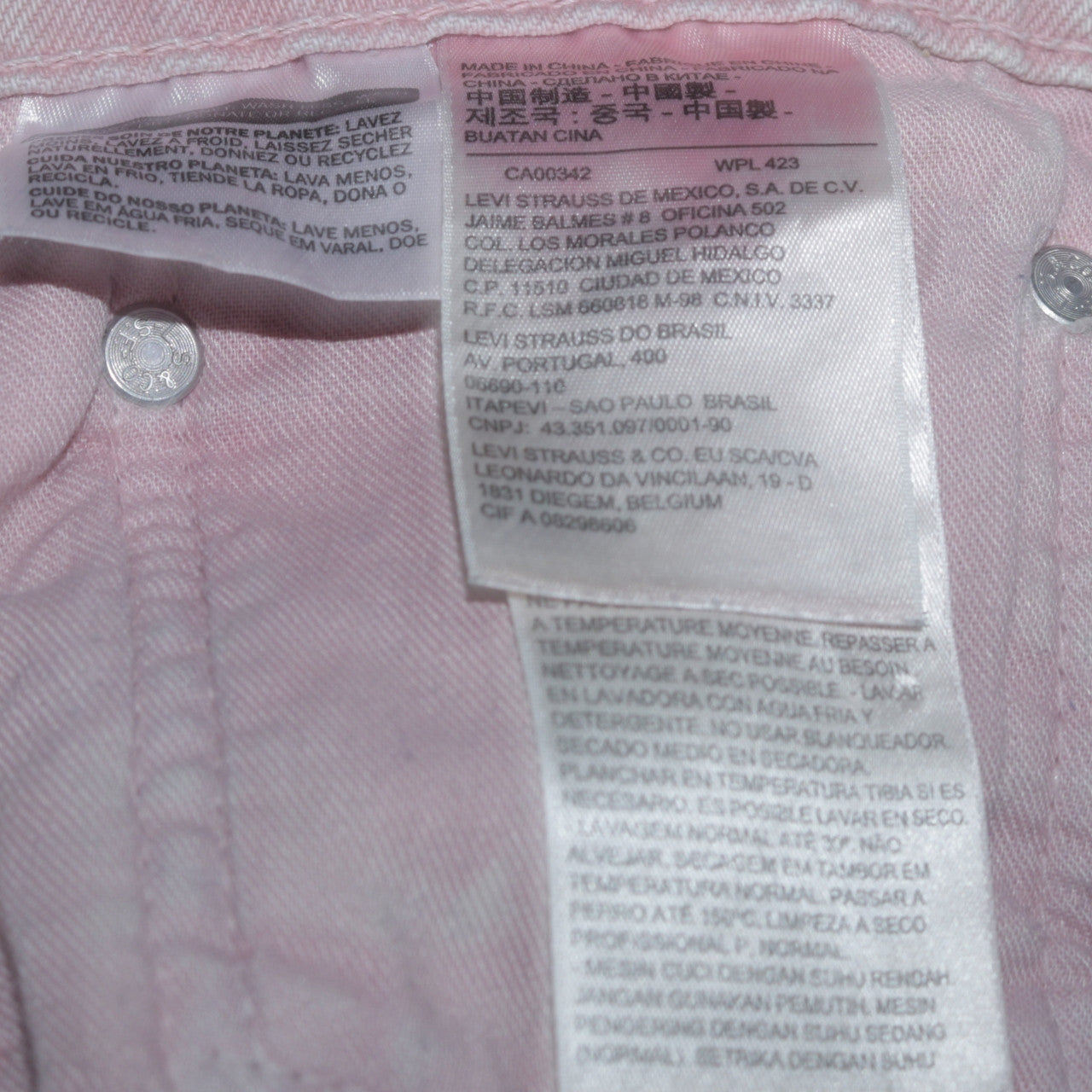 Levi's Men's Pink Light Wash Straight Leg Denim Jeans 32W 30L