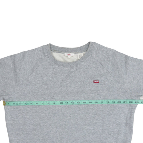 Levi's Women Grey Crew Neck Embroidered Sweatshirt M