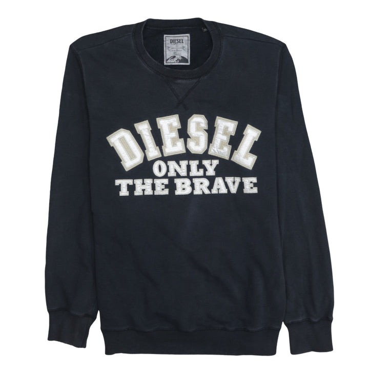Diesel Mens Black Embroidered Logo Crew Neck Sweatshirt L