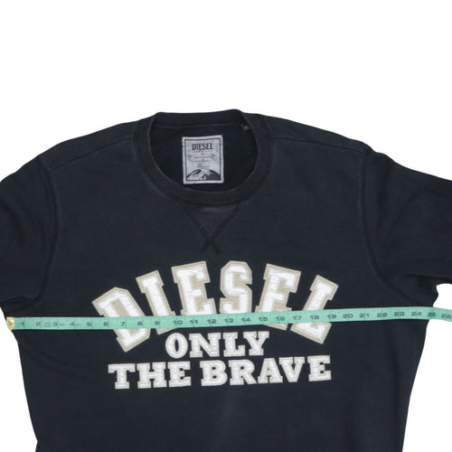 Diesel Mens Black Embroidered Logo Crew Neck Sweatshirt L