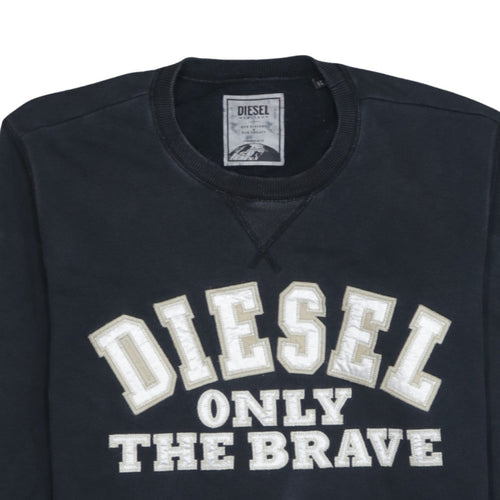 Diesel Mens Black Embroidered Logo Crew Neck Sweatshirt L