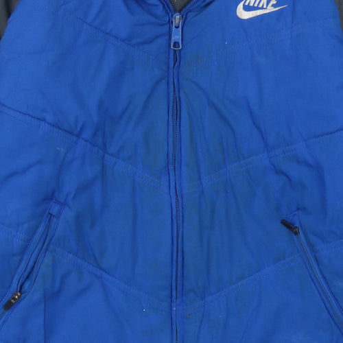 Nike Boys Blue Puffer Jacket 10-12 Years Full Zip Winter Coat