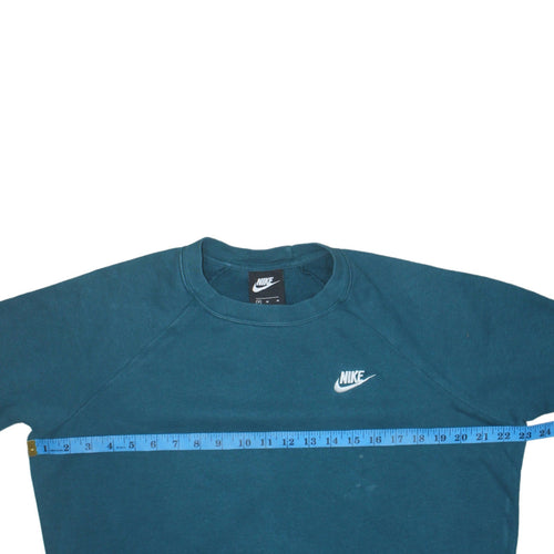 Nike Men's Blue Embroidered Logo Crew Neck Pullover Sweatshirt M