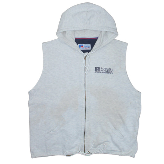 Russell Athletic Mens Grey Sleeveless Full Zip Hoodie Vest L