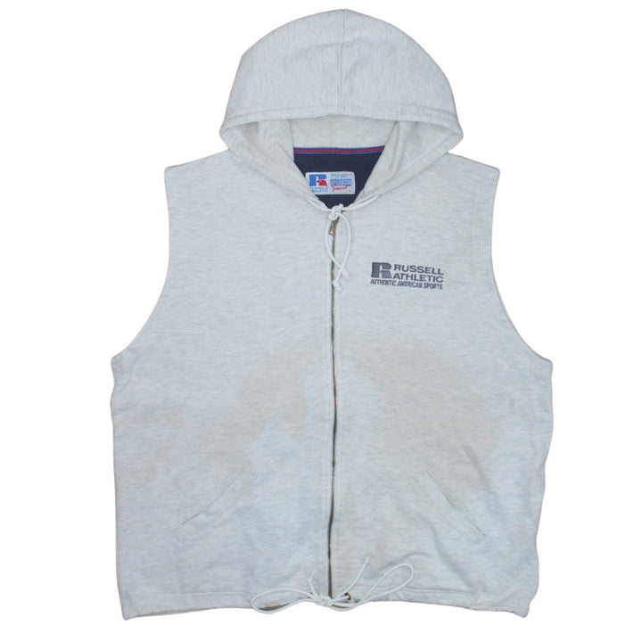 Russell Athletic Mens Grey Sleeveless Full Zip Hoodie Vest L