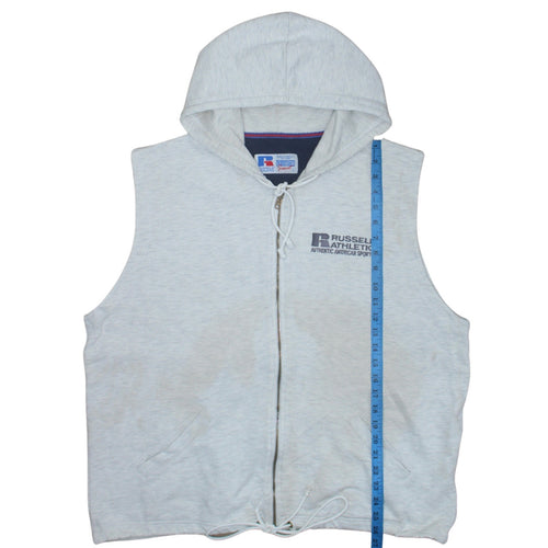 Russell Athletic Mens Grey Sleeveless Full Zip Hoodie Vest L