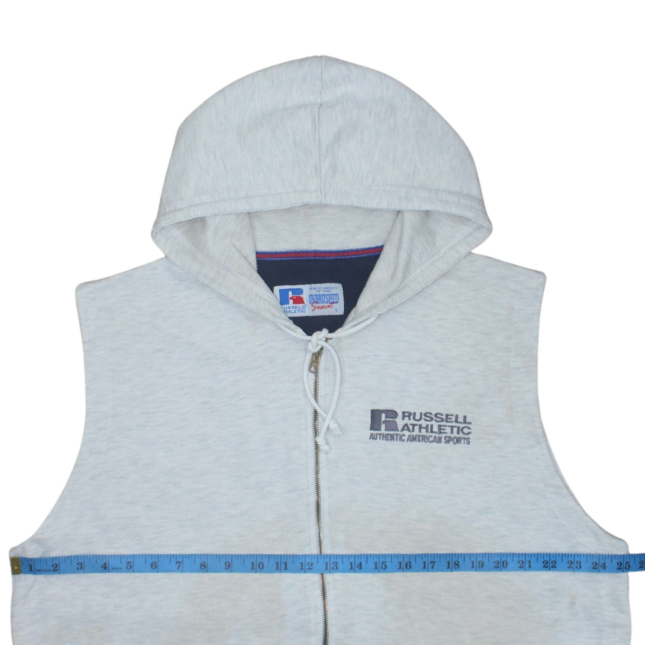 Russell Athletic Mens Grey Sleeveless Full Zip Hoodie Vest L