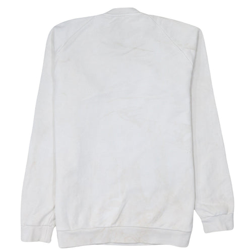 adidas Men's White Originals Club Embroidered Pullover Sweatshirt L