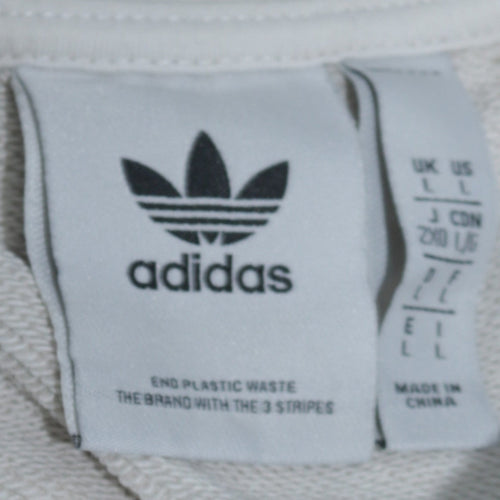adidas Men's White Originals Club Embroidered Pullover Sweatshirt L