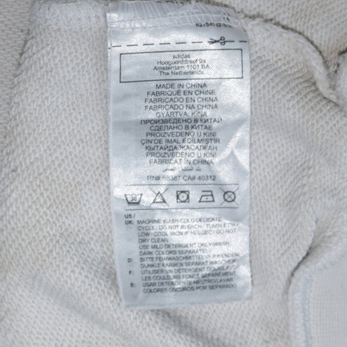 adidas Men's White Originals Club Embroidered Pullover Sweatshirt L