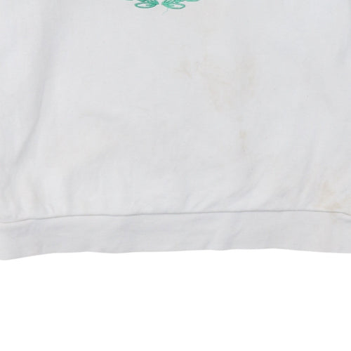 adidas Men's White Originals Club Embroidered Pullover Sweatshirt L