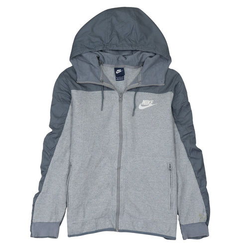 Nike Men's Grey Hooded Full Zip Basic Jacket Size S