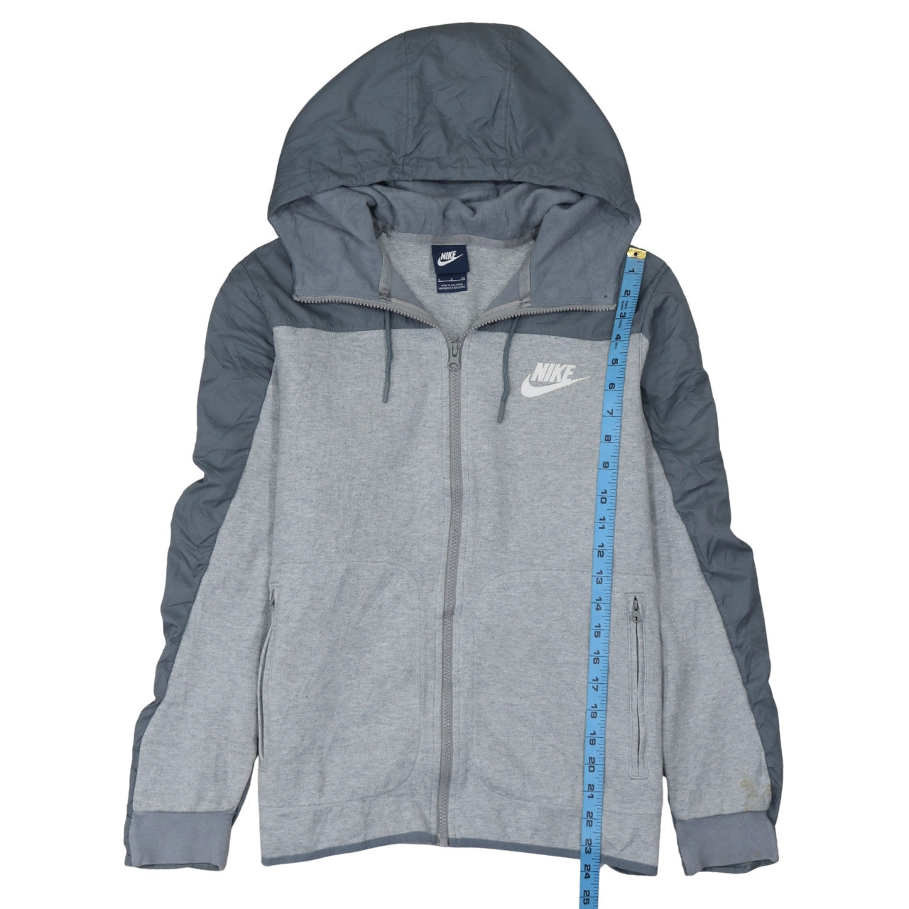 Nike Men's Grey Hooded Full Zip Basic Jacket Size S