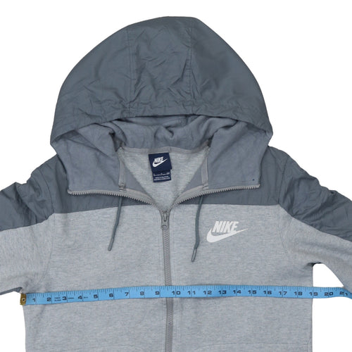 Nike Men's Grey Hooded Full Zip Basic Jacket Size S