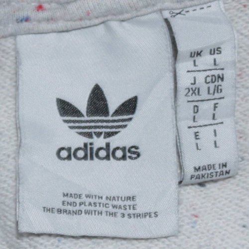 Adidas Women Grey Hoodie L Pullover Hooded Sweatshirt Casual
