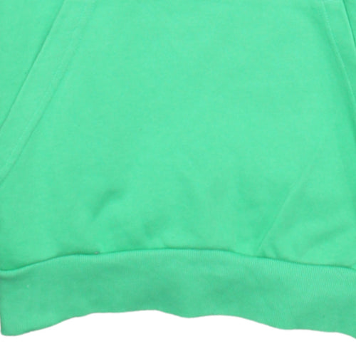 Adidas Boys Green Black Pullover Hoodie 15-16 Years Cotton Blend Sportswear