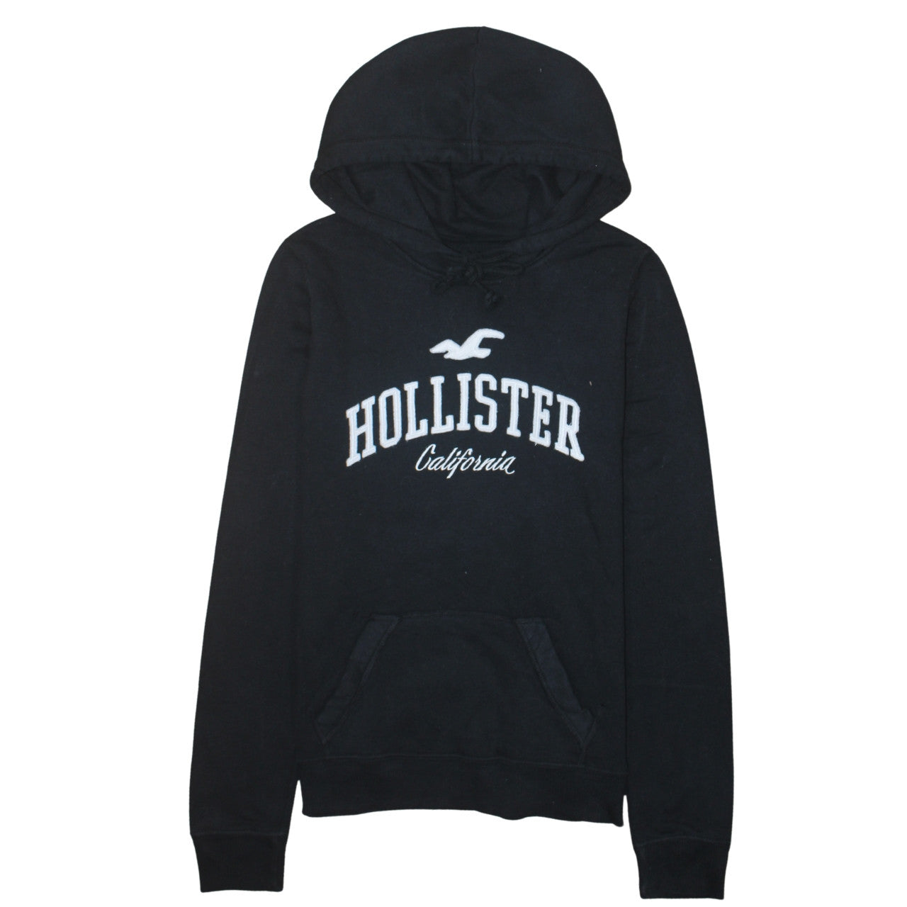 Hollister Men’s Black Pullover Hoodie S Fleece Embroidered Logo