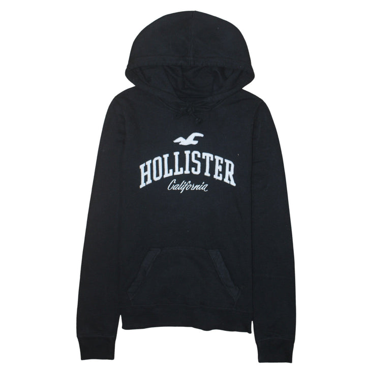 Hollister Men’s Black Pullover Hoodie S Fleece Embroidered Logo