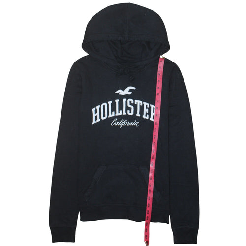 Hollister Men’s Black Pullover Hoodie S Fleece Embroidered Logo