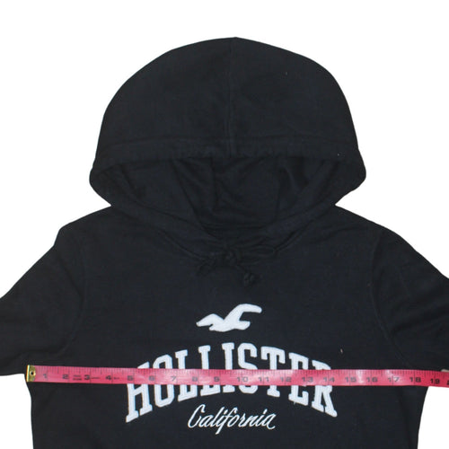 Hollister Men’s Black Pullover Hoodie S Fleece Embroidered Logo