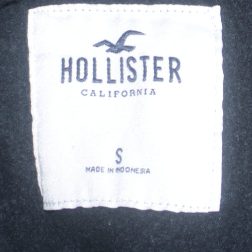 Hollister Men’s Black Pullover Hoodie S Fleece Embroidered Logo