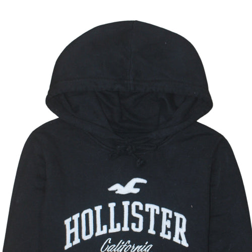 Hollister Men’s Black Pullover Hoodie S Fleece Embroidered Logo