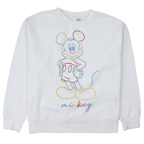 Disney Womens White Mickey Mouse Pullover Sweatshirt Size L 14/16