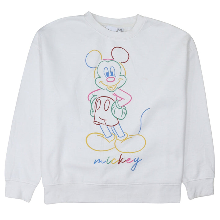 Disney Womens White Mickey Mouse Pullover Sweatshirt Size L 14/16