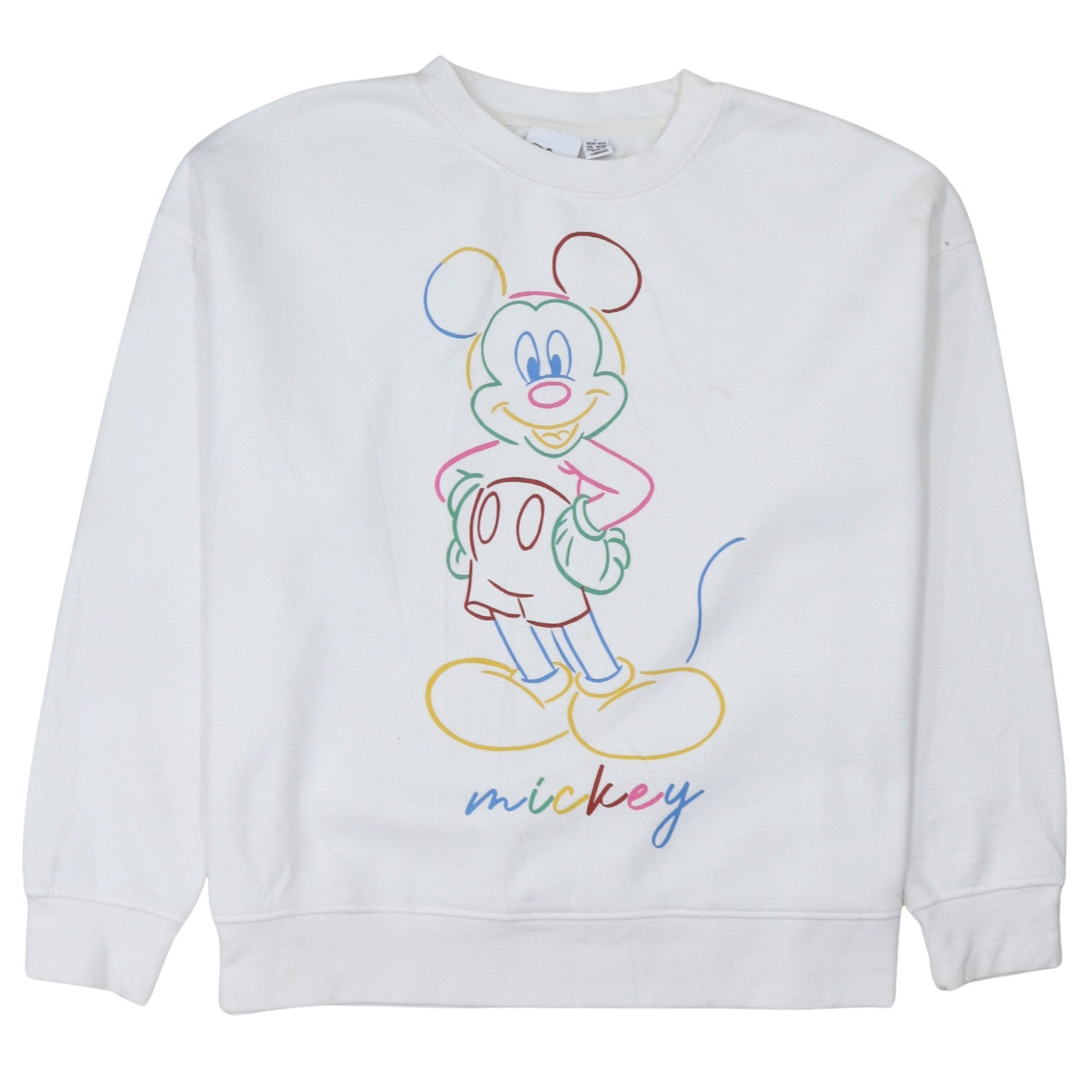 Disney Womens White Mickey Mouse Pullover Sweatshirt Size L 14/16