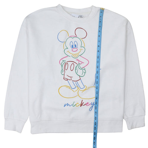 Disney Womens White Mickey Mouse Pullover Sweatshirt Size L 14/16