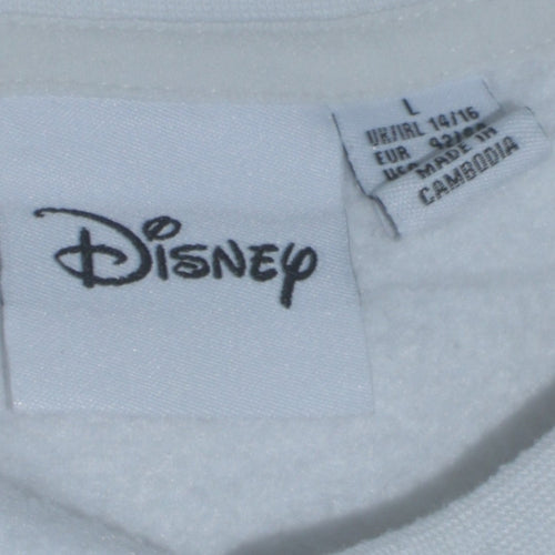 Disney Womens White Mickey Mouse Pullover Sweatshirt Size L 14/16