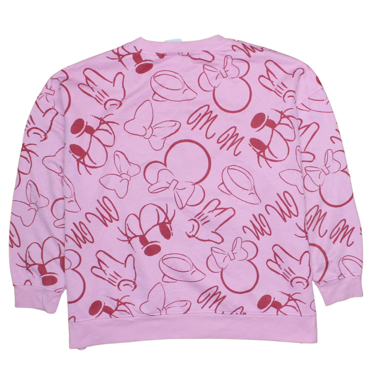 Disney Women Pink Minnie Mouse Print Crew Neck Sweatshirt 2XL