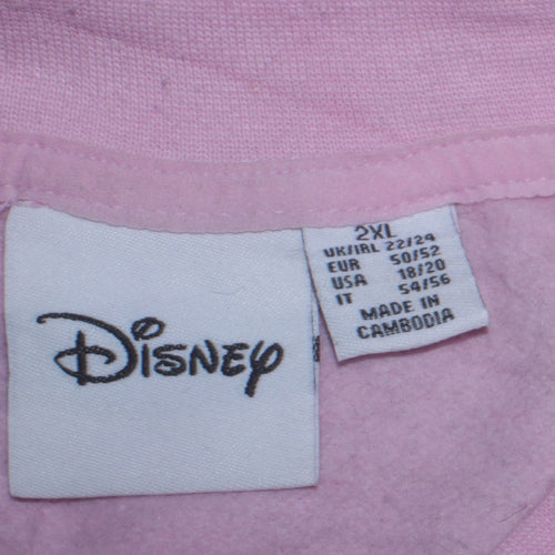 Disney Women Pink Minnie Mouse Print Crew Neck Sweatshirt 2XL