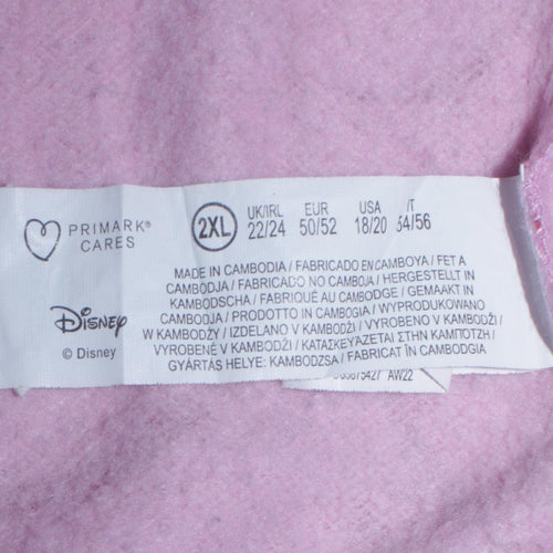Disney Women Pink Minnie Mouse Print Crew Neck Sweatshirt 2XL
